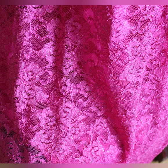 Morgan & Co. | Hot Pink | Corset | Sparkle Lace | Formal Dress | Size: 7 - Picture 8 of 9